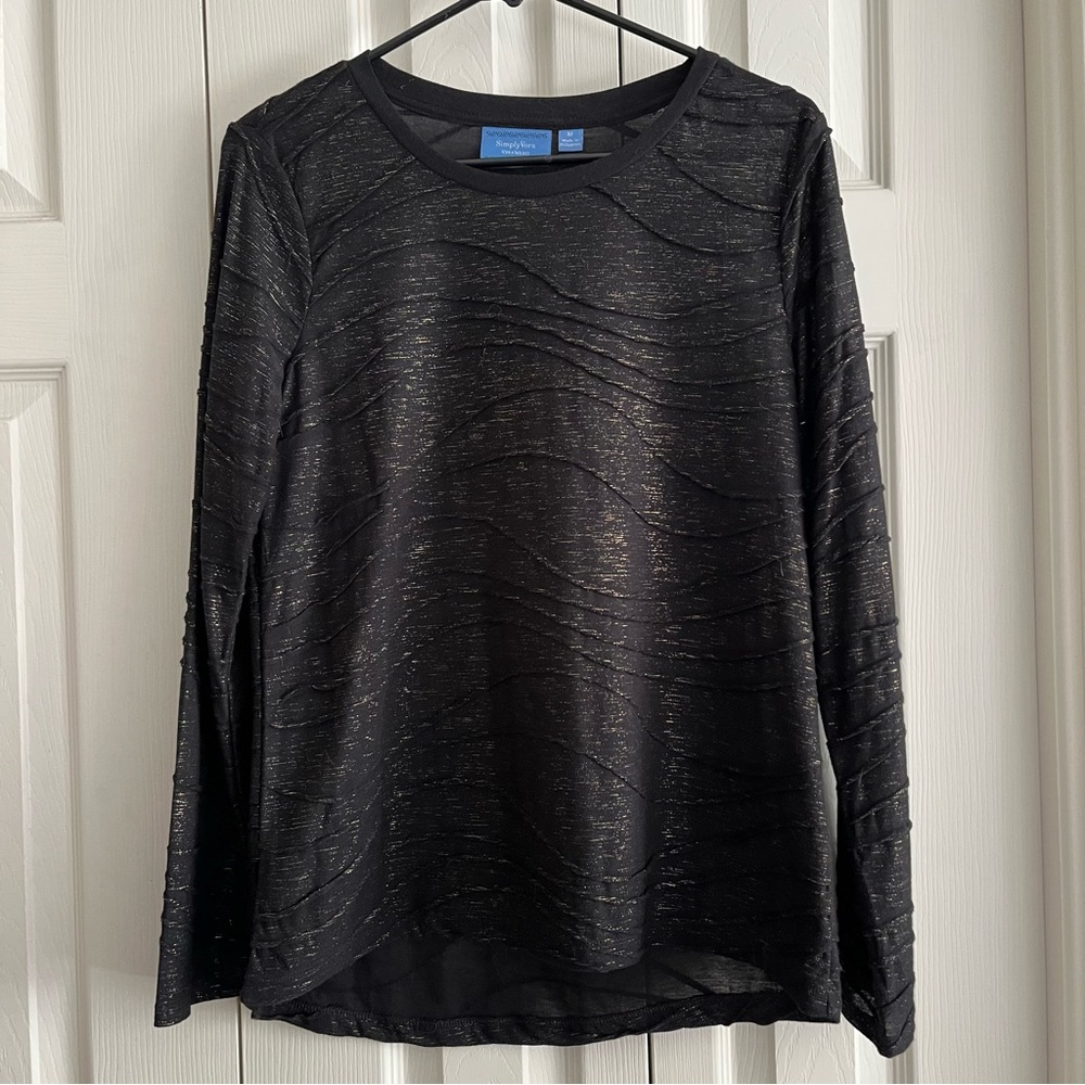Vera Wang Black Long Sleeve Top